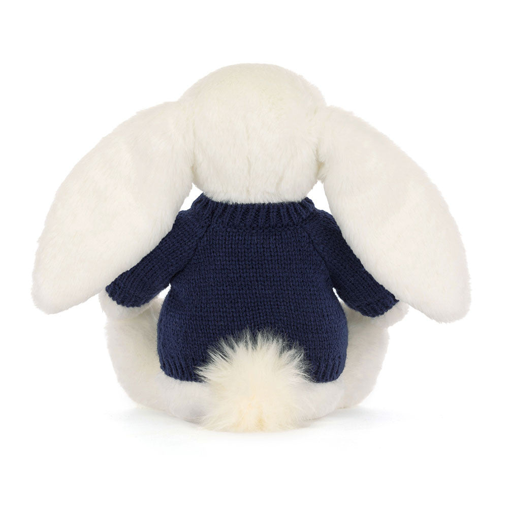 Bashful Luxe Bunny Luna with Personalized Navy Jumper | Jellycat