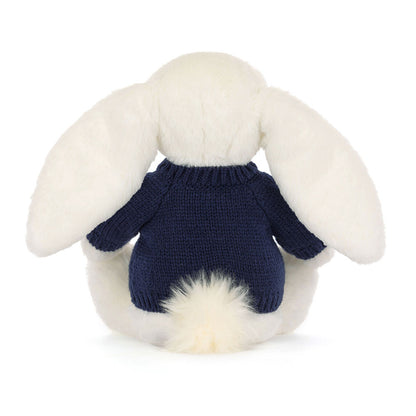 Bashful Luxe Bunny Luna with Personalized Navy Jumper | Jellycat