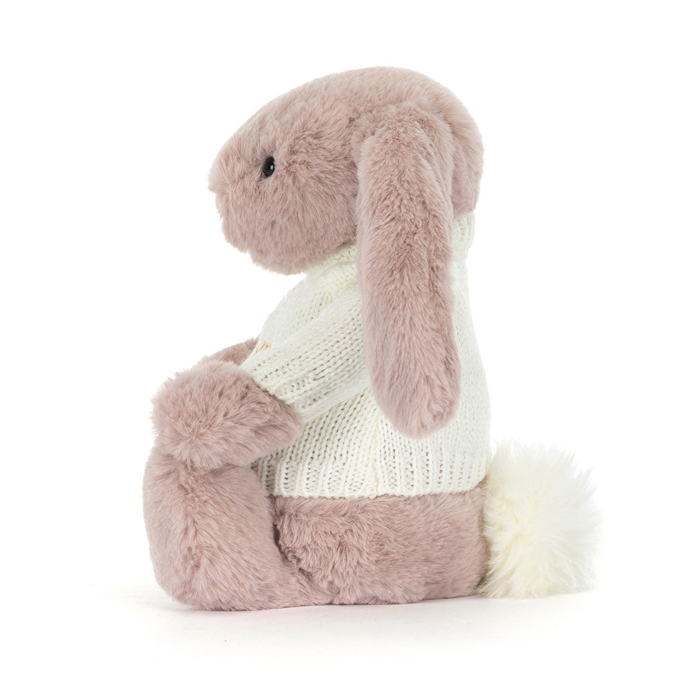 Bashful Luxe Bunny Rosa with Personalized Cream Jumper | Jellycat