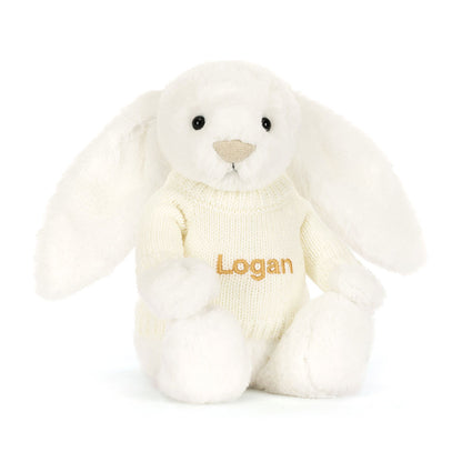 Bashful Luxe Bunny Luna with Personalized Cream Jumper | Jellycat