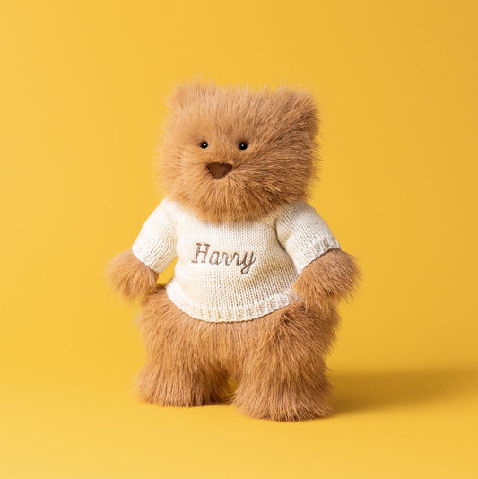Bartholomew Bear Bouffant with Personalized Cream Jumper | Jellycat