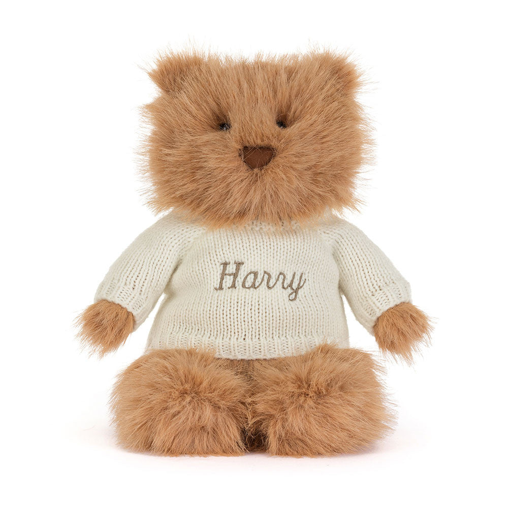 Bartholomew Bear Bouffant with Personalized Cream Jumper | Jellycat