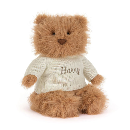 Bartholomew Bear Bouffant with Personalized Cream Jumper | Jellycat