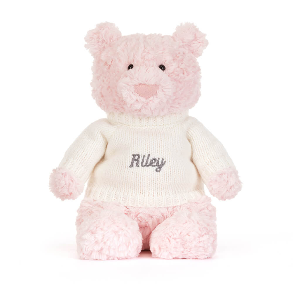 Leola Bear with Personalized Cream Jumper | Jellycat