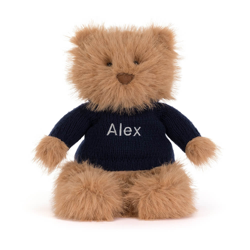 Bartholomew Bear Bouffant with Personalized Navy Jumper | Jellycat