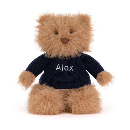 Bartholomew Bear Bouffant with Personalized Navy Jumper | Jellycat