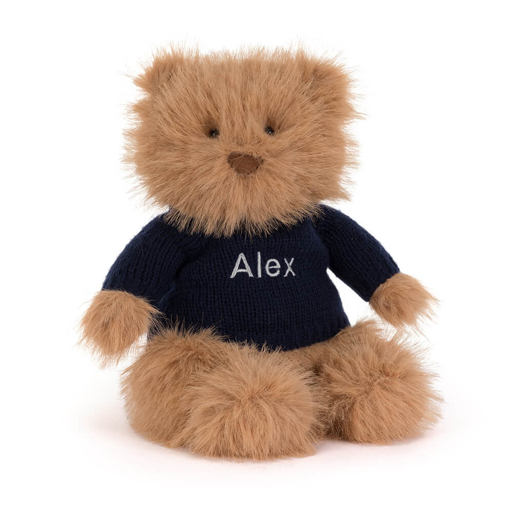 Bartholomew Bear Bouffant with Personalized Navy Jumper | Jellycat
