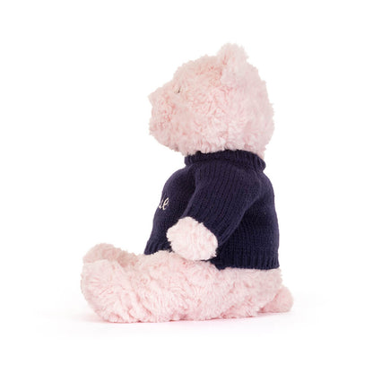 Leola Bear with Personalized Navy Jumper | Jellycat