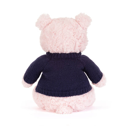Leola Bear with Personalized Navy Jumper | Jellycat
