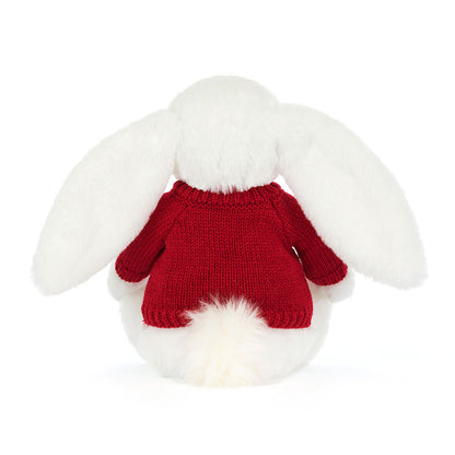 Bashful Luxe Bunny Luna with Personalized Red Jumper | Jellycat