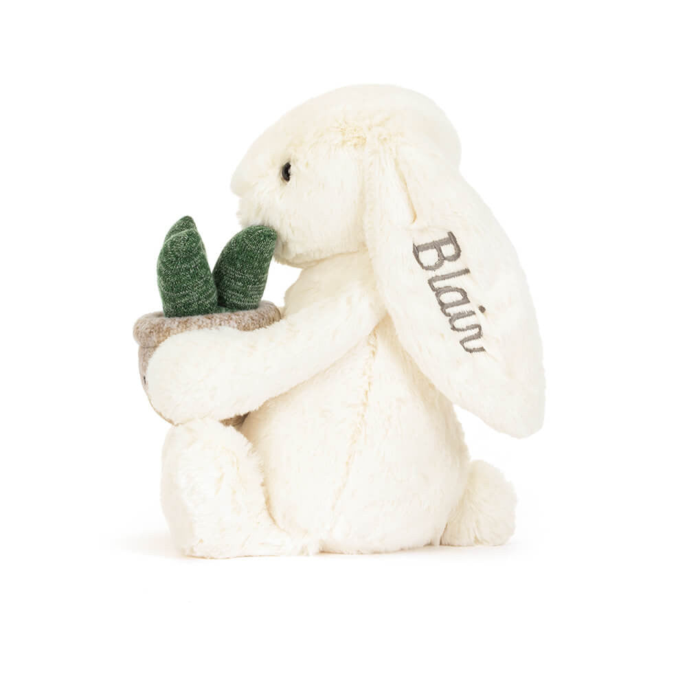 Personalized Cream Bunny with Plant | Jellycat