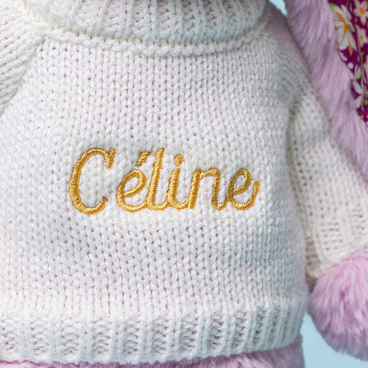 Thistlepop Blossom Luxe Bunny with Personalized Cream Jumper | Jellycat