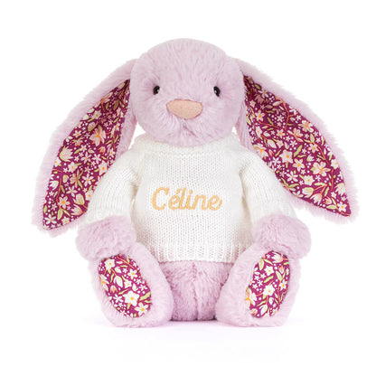 Thistlepop Blossom Luxe Bunny with Personalized Cream Jumper | Jellycat