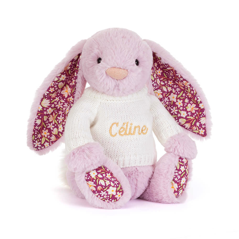 Thistlepop Blossom Luxe Bunny with Personalized Cream Jumper | Jellycat