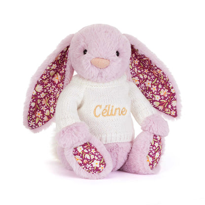 Thistlepop Blossom Luxe Bunny with Personalized Cream Jumper | Jellycat