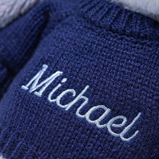 Puddlesea Bunny with Personalized Navy Jumper | Jellycat