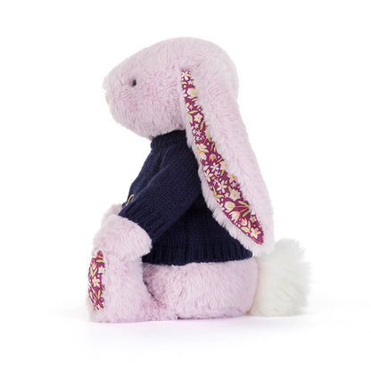 Thistlepop Blossom Luxe Bunny with Personalized Navy Jumper | Jellycat
