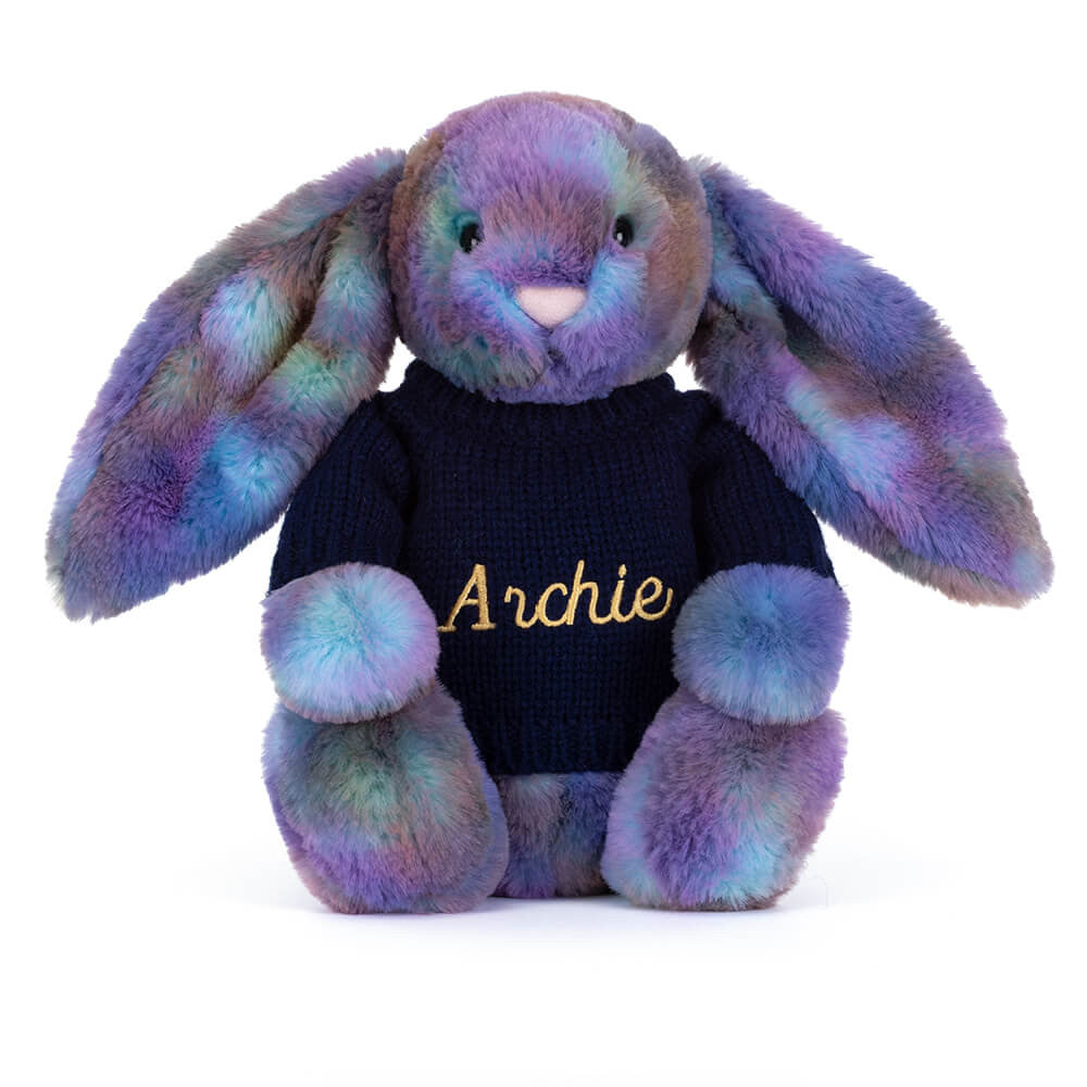 Zodihop Luxe Bunny with Personalized Navy Jumper | Jellycat