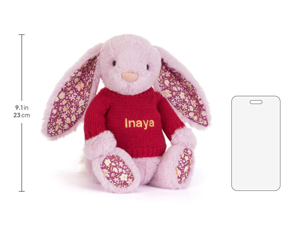 Thistlepop Blossom Luxe Bunny with Personalized Red Jumper | Jellycat