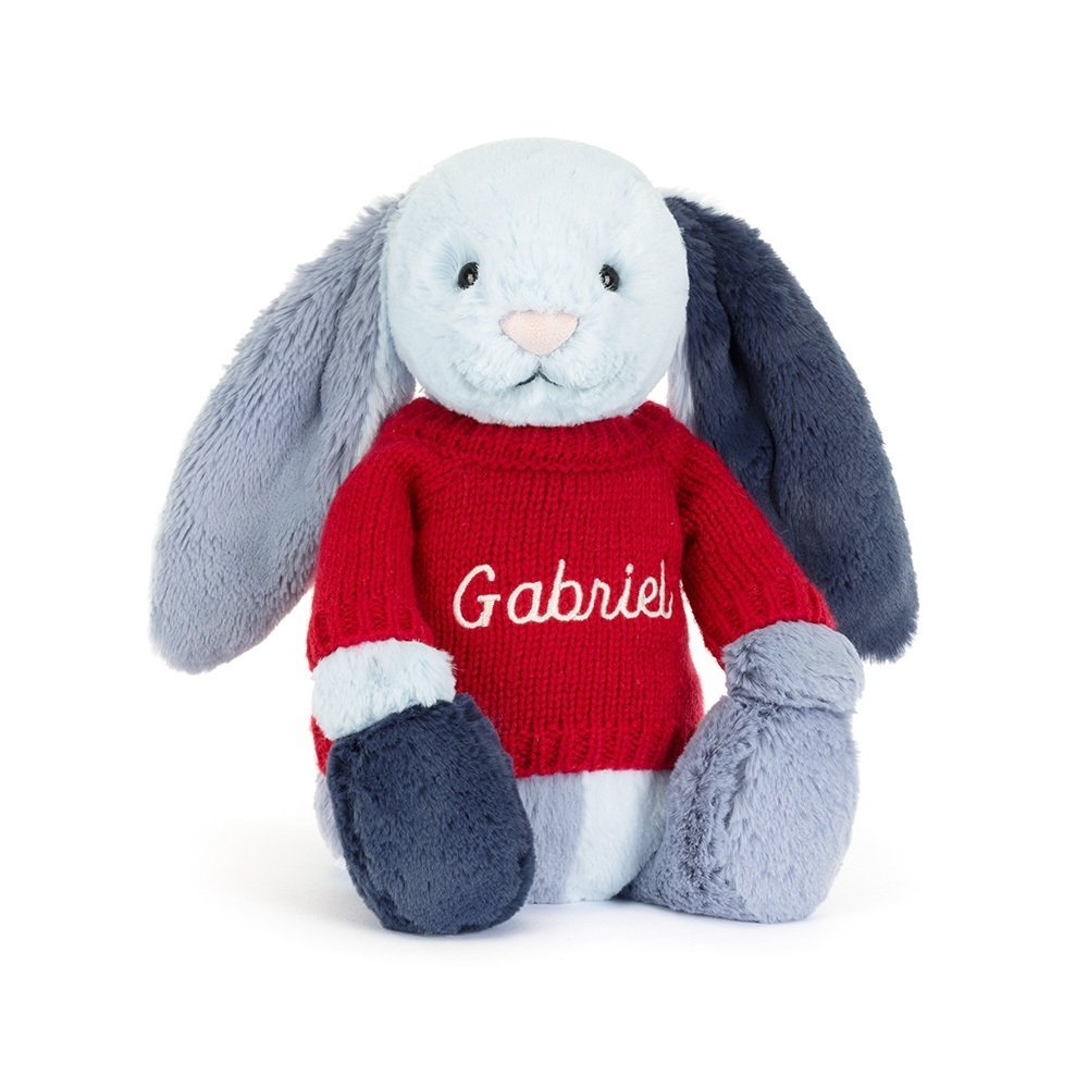 Puddlesea Bunny with Personalized Red Jumper | Jellycat