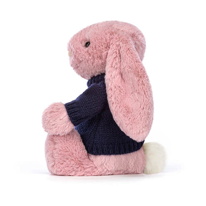 Bashful Tulip Pink Bunny with Personalized Navy Jumper | Jellycat