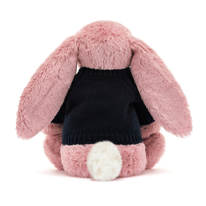 Bashful Tulip Pink Bunny with Personalized Navy Jumper | Jellycat