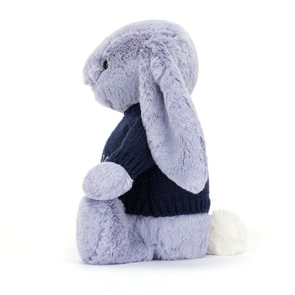 Bashful Viola Bunny with Personalized Navy Jumper | Jellycat