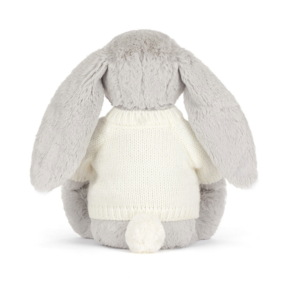 Blossom Silver Bunny 'Bloom' with Personalized Cream Jumper | Jellycat