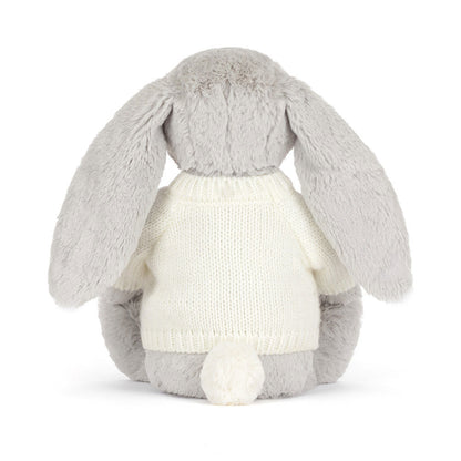 Blossom Silver Bunny 'Bloom' with Personalized Cream Jumper | Jellycat
