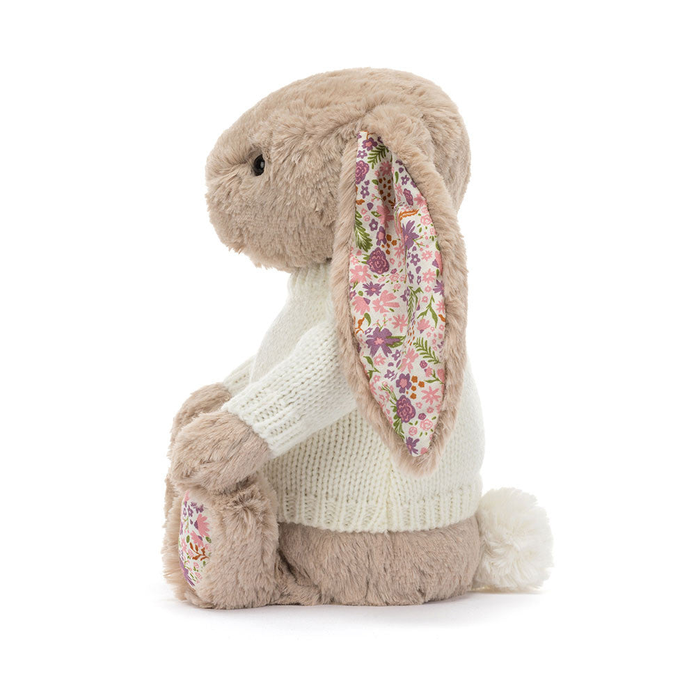 Blossom Beige Bunny 'Petal' with Personalized Cream Jumper | Jellycat
