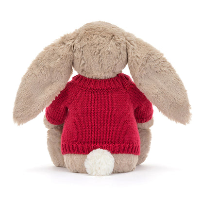 Blossom Beige Bunny 'Petal' with Personalized Red Jumper | Jellycat
