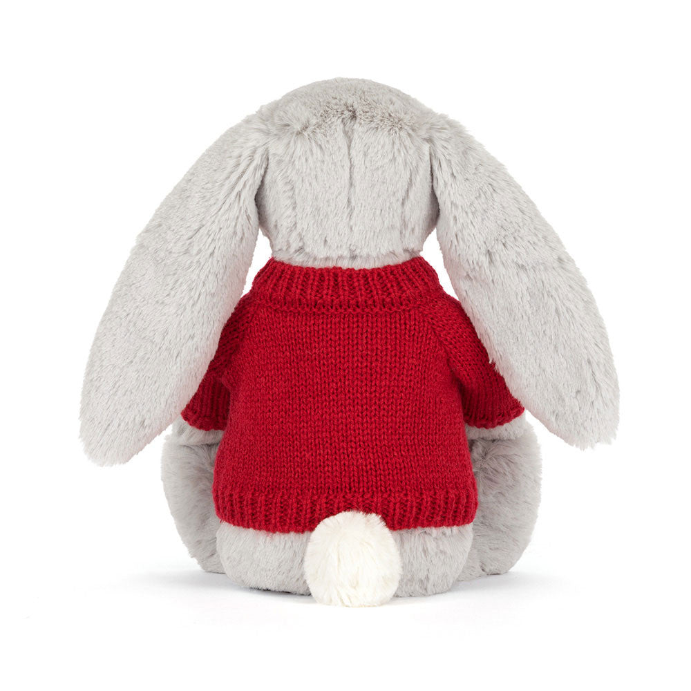 Blossom Silver Bunny 'Bloom' with Personalized Red Jumper | Jellycat