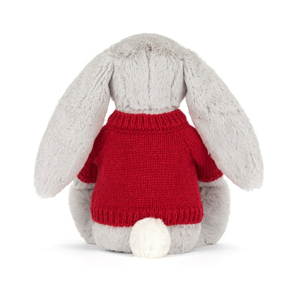 Blossom Silver Bunny 'Bloom' with Personalized Red Jumper | Jellycat