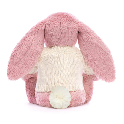 Bashful Tulip Pink Bunny with Personalized Cream Jumper | Jellycat