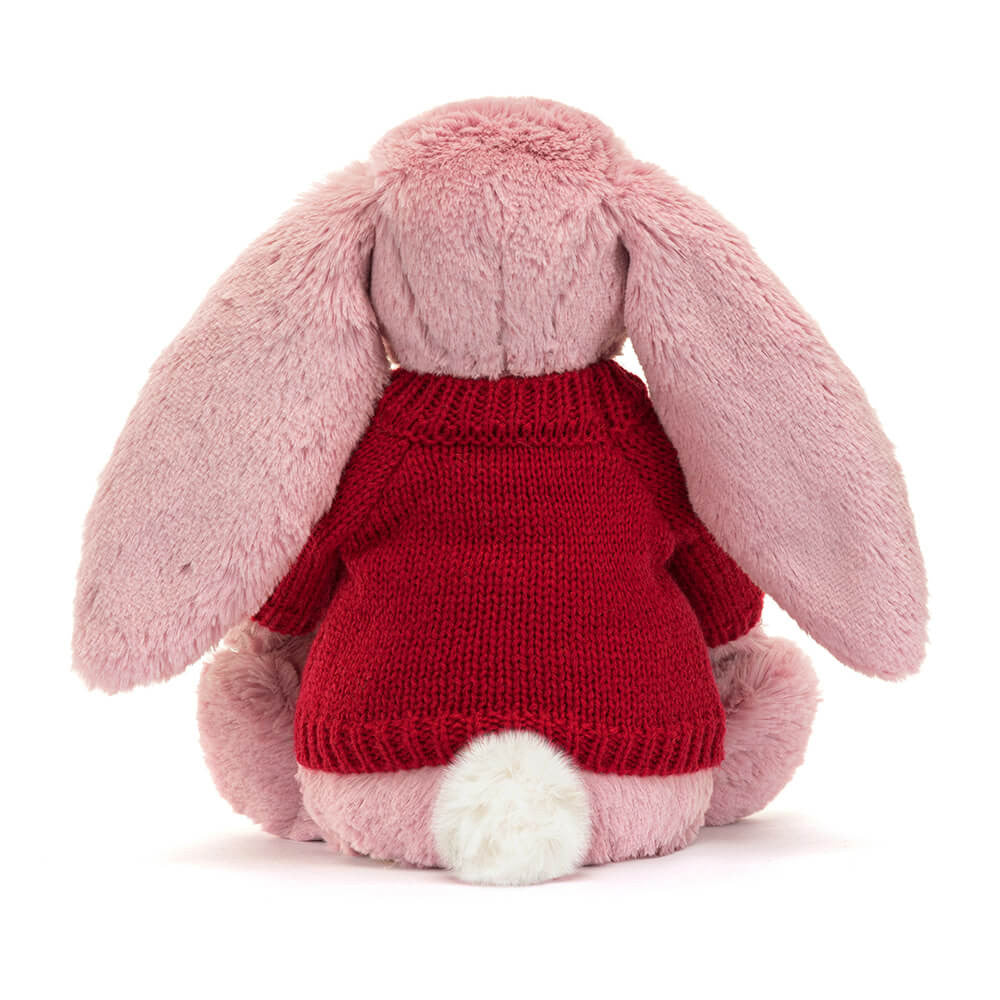 Bashful Tulip Pink Bunny with Personalized Red Jumper | Jellycat