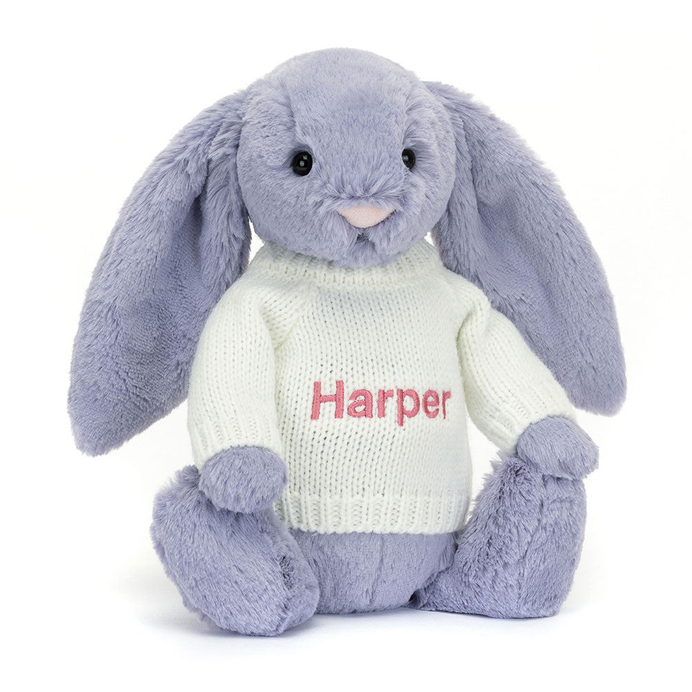 Bashful Viola Bunny with Personalized Cream Jumper | Jellycat