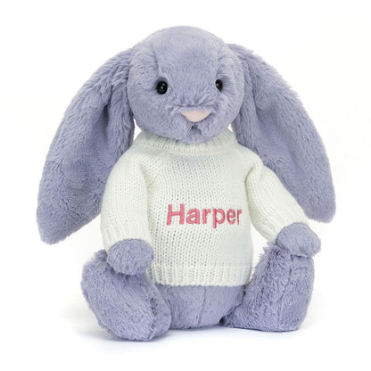Bashful Viola Bunny with Personalized Cream Jumper | Jellycat