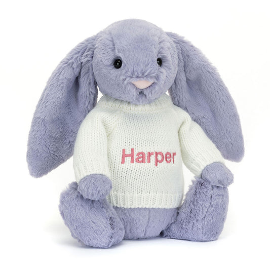 Bashful Viola Bunny with Personalized Cream Jumper | Jellycat
