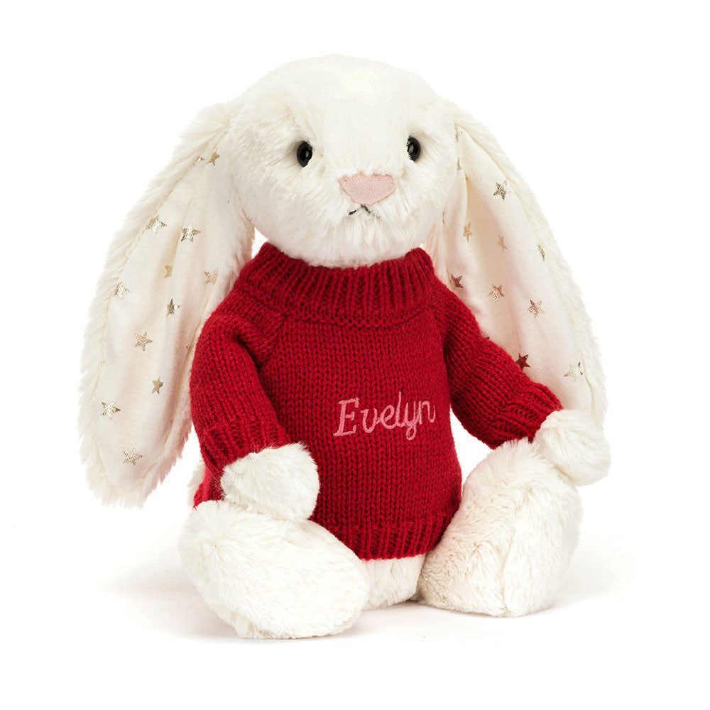 Bashful Twinkle Bunny with Personalized Red Jumper | Jellycat