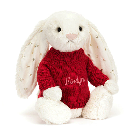 Bashful Twinkle Bunny with Personalized Red Jumper | Jellycat