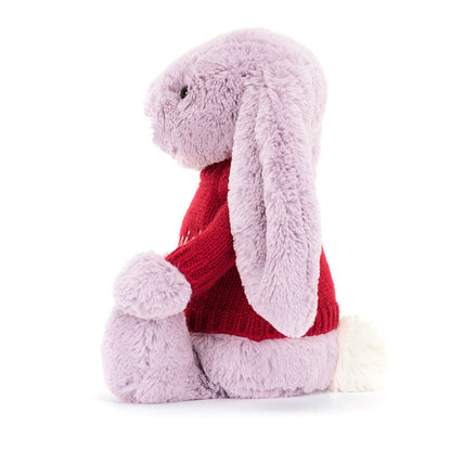 Bashful Lilac Bunny with Personalized Red Jumper | Jellycat