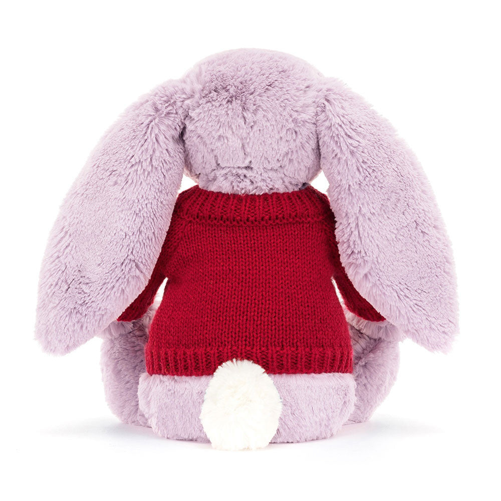 Bashful Lilac Bunny with Personalized Red Jumper | Jellycat