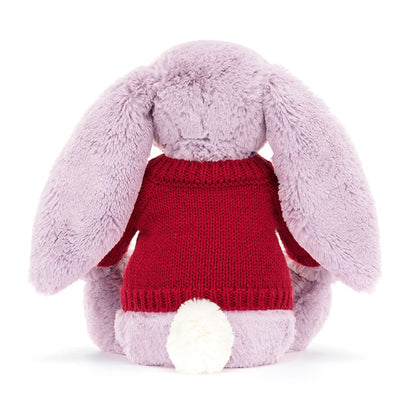 Bashful Lilac Bunny with Personalized Red Jumper | Jellycat